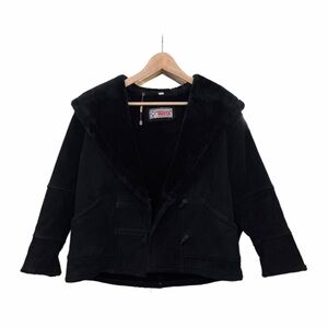 Vintage Giacca Black Faux Suede Hooded Jacket – Cozy & Chic